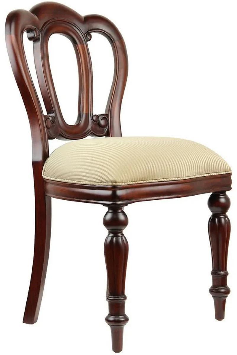 Luxury Baroque Mahogany Dining Chair Set of 8 Gold / Dark Brown - Baroque Furniture