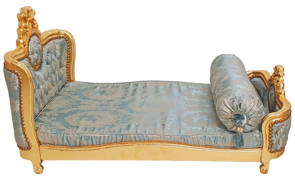 Baroque Dog Bed Green Pattern / Antique Gold - Handmade Antique Style Dog Bed - Magnificent Dog Furniture in Baroque Style - Antique Style Animal Furniture - Baroque Animal Furniture