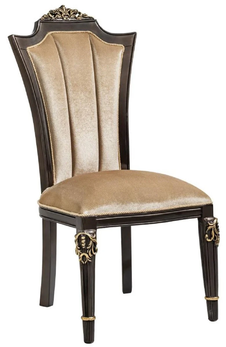 Luxury Baroque Dining Room Chair Set of 4 Light Brown - Baroque Furniture
