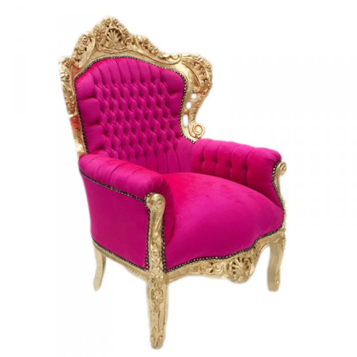 Baroque Armchair King Pink / Gold Furniture Antique Style