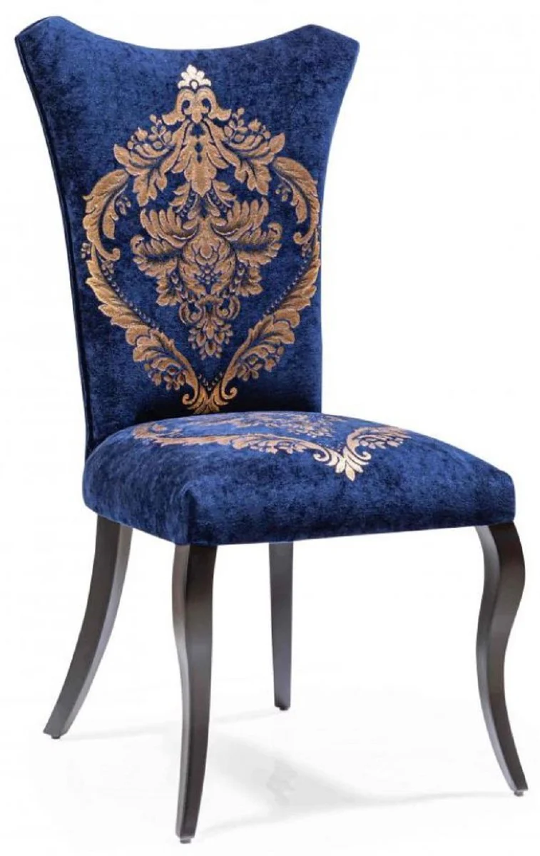 Baroque dining room chair set royal blue / gold / black 50 x 47 x H. 105 cm - kitchen chairs set of 6 - baroque dining room furniture