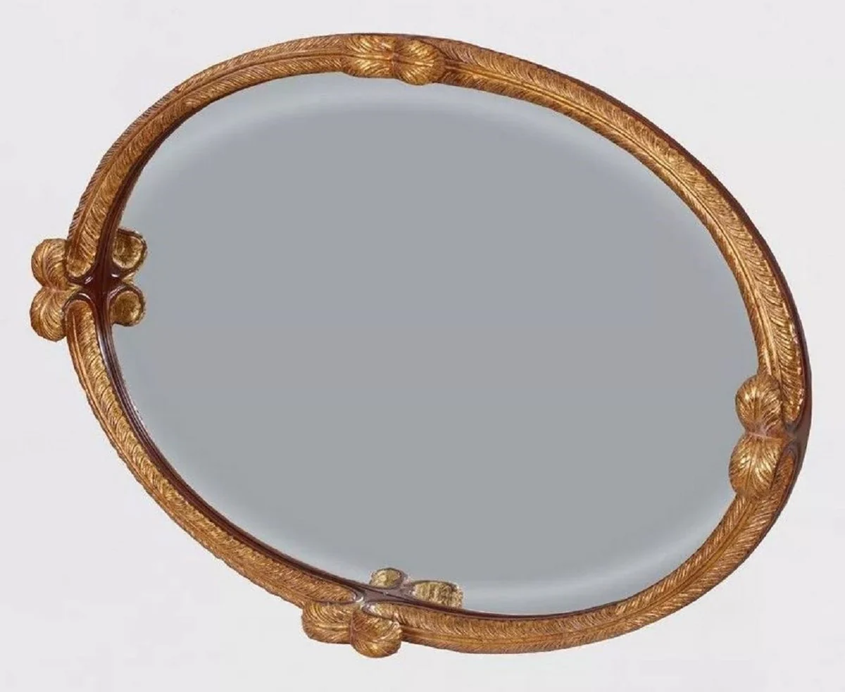 Luxury Baroque Wall Mirror Antique Gold / Dark Brown - Oval Mirror in Baroque Style - Baroque Wardrobe Mirror - Luxury Furniture in Baroque Style - Baroque Furniture - Noble & Magnificent