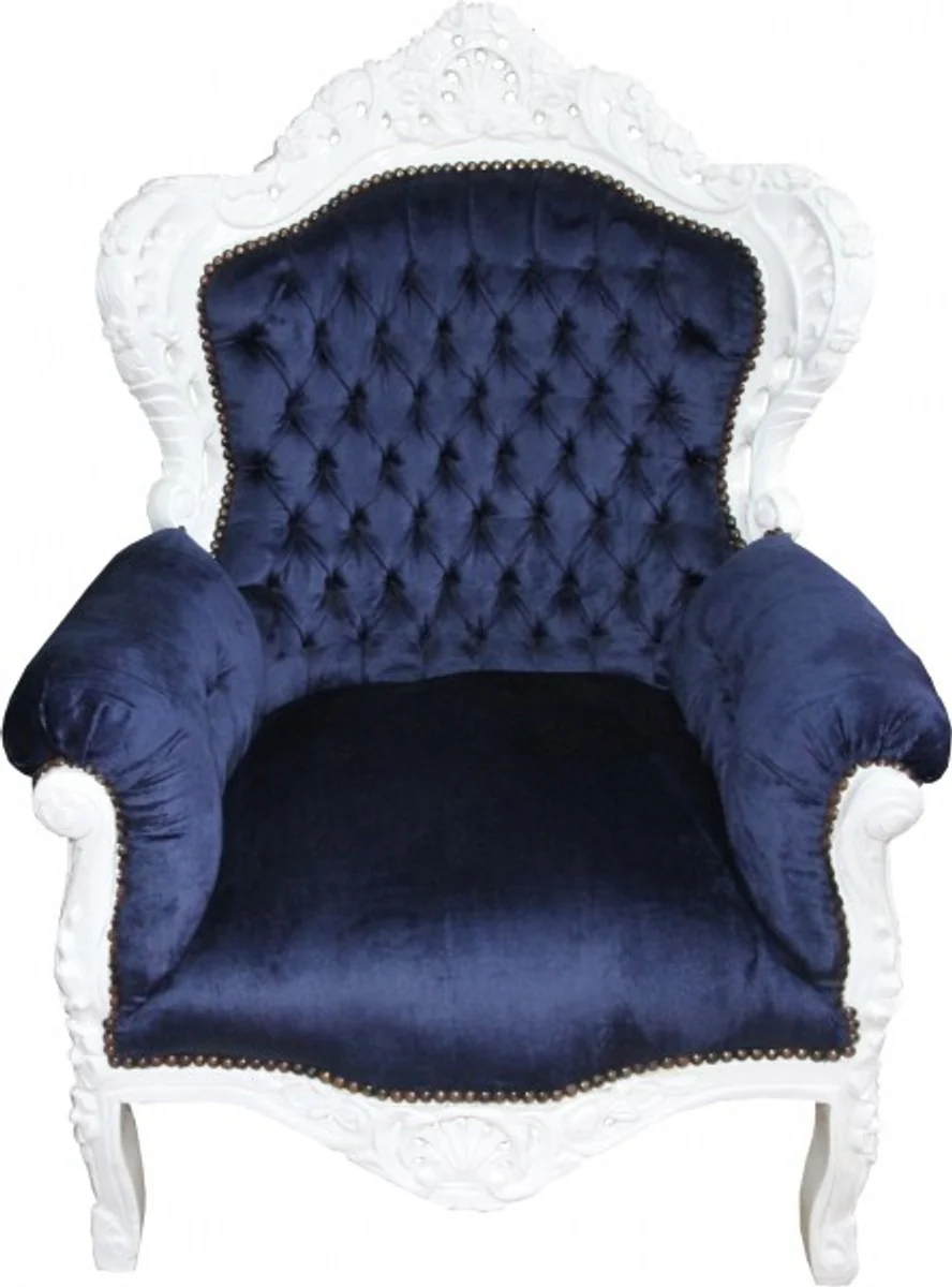 Baroque armchair King royal blue / white 85 x 85 x H. 120 cm - Baroque furniture