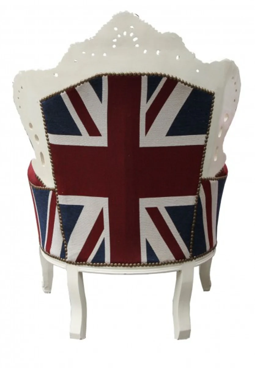 Barock Sessel King Union Jack / Creme 85 x 85 x H. 120 cm - Barock England Sessel