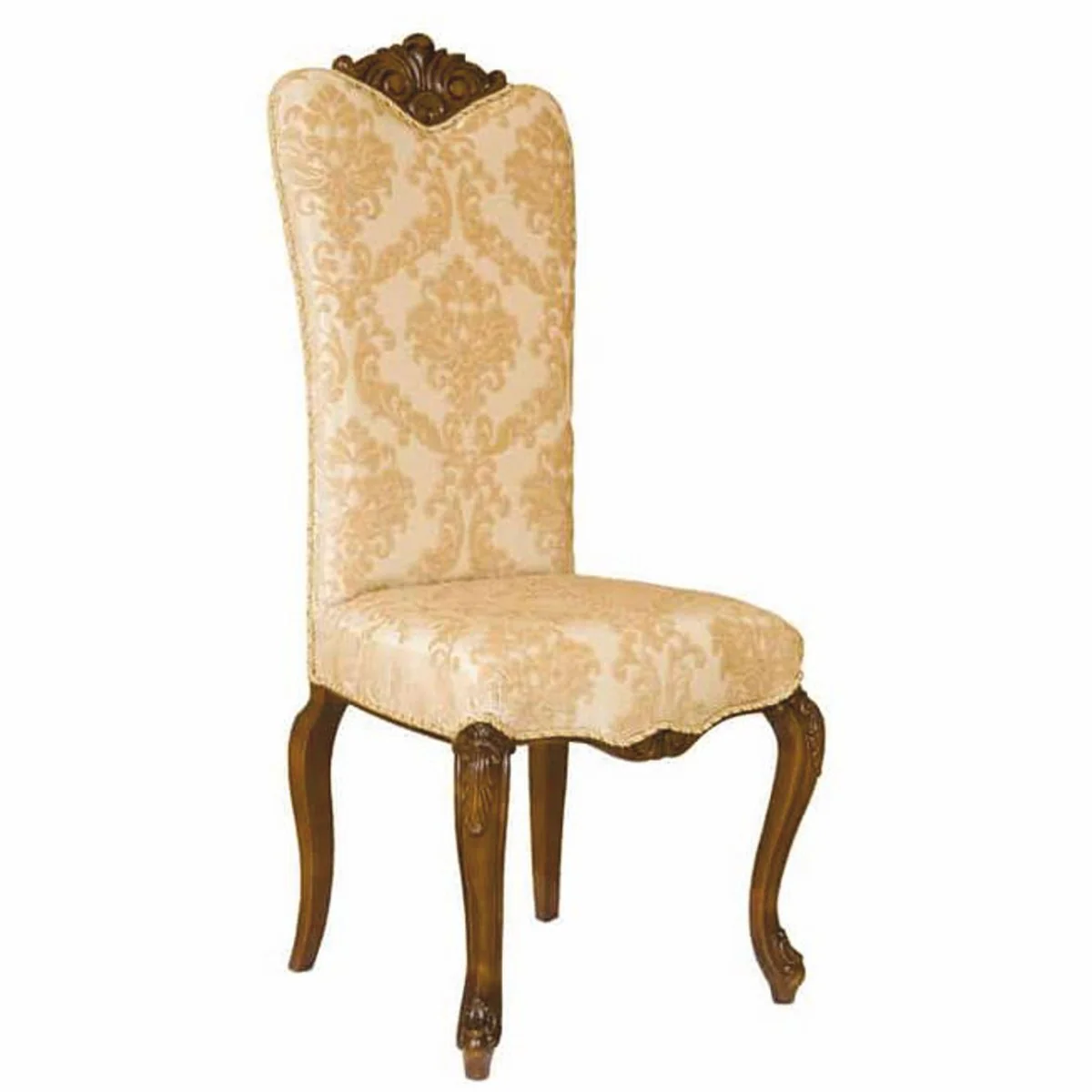 Luxury Baroque Dining Room Chair Beige / Dark Brown H. 120 cm - Baroque Furniture