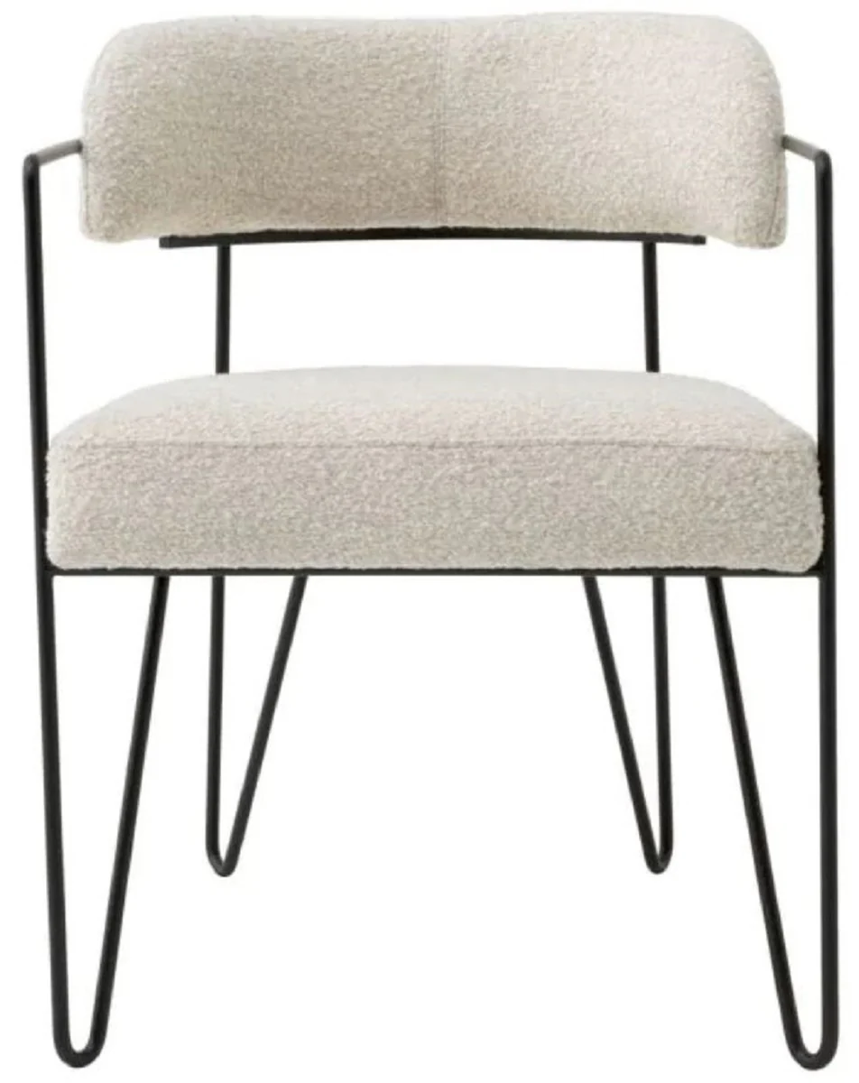 Luxury dining room chair with armrests white / black H. 75 cm