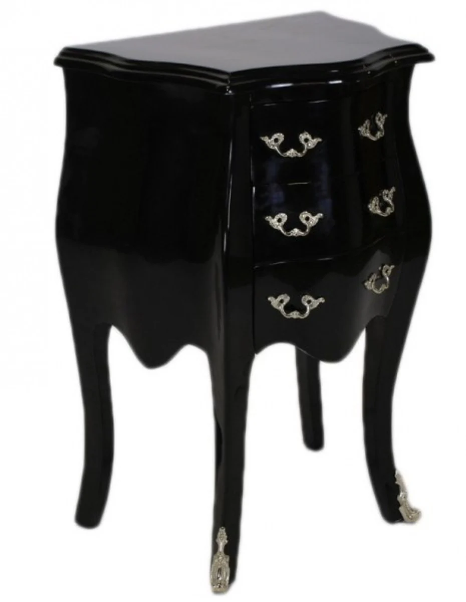 Baroque chest of drawers black H 70 cm, W 50 cm - bedside table cabinet with 3 drawers