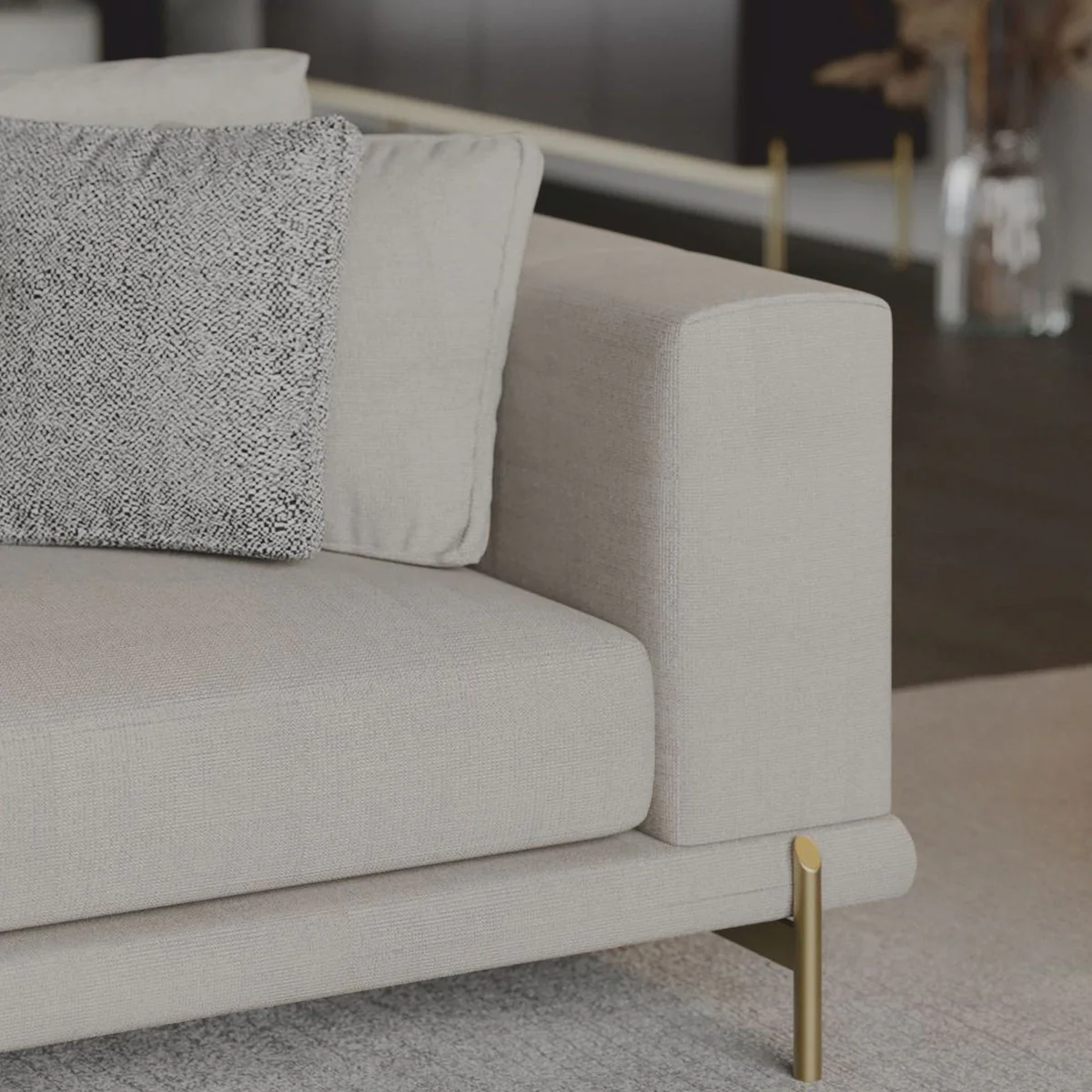 Luxury Sofa Gray / Brass 260 cm - Living Room & Hotel Furniture