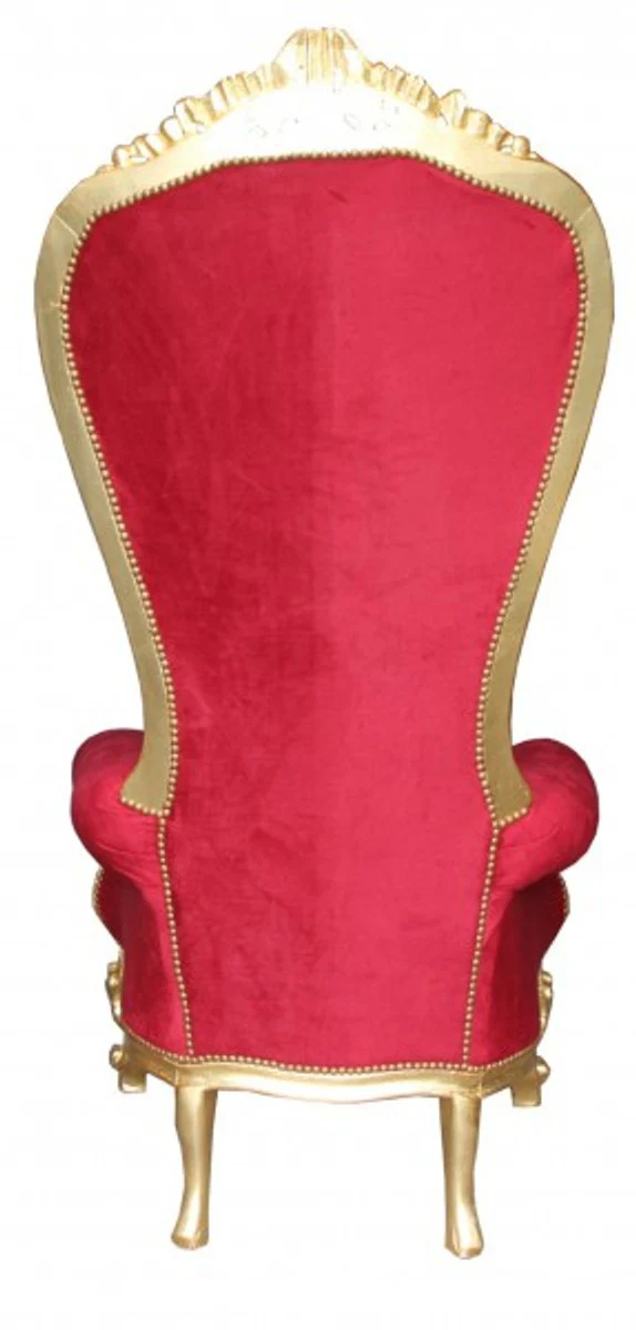 Barock Thron Sessel Majestic Mod2 Bordeaux Rot/Gold - Riesensessel -Thron Stuhl Tron