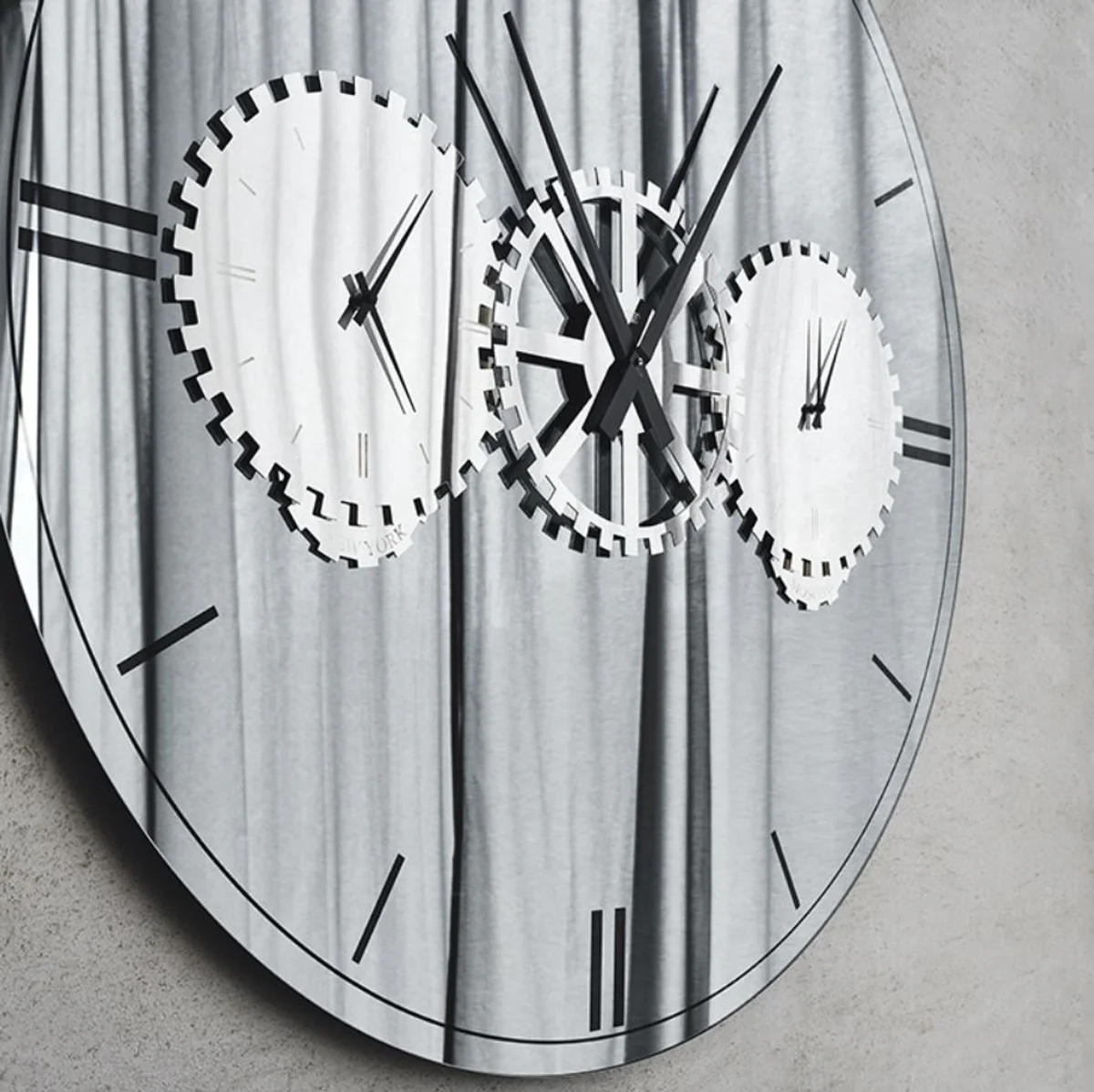 Luxury wall mirror / wall clock silver Ø 120 cm - Elegant round mirrored wall clock - Living room furniture - Luxury quality