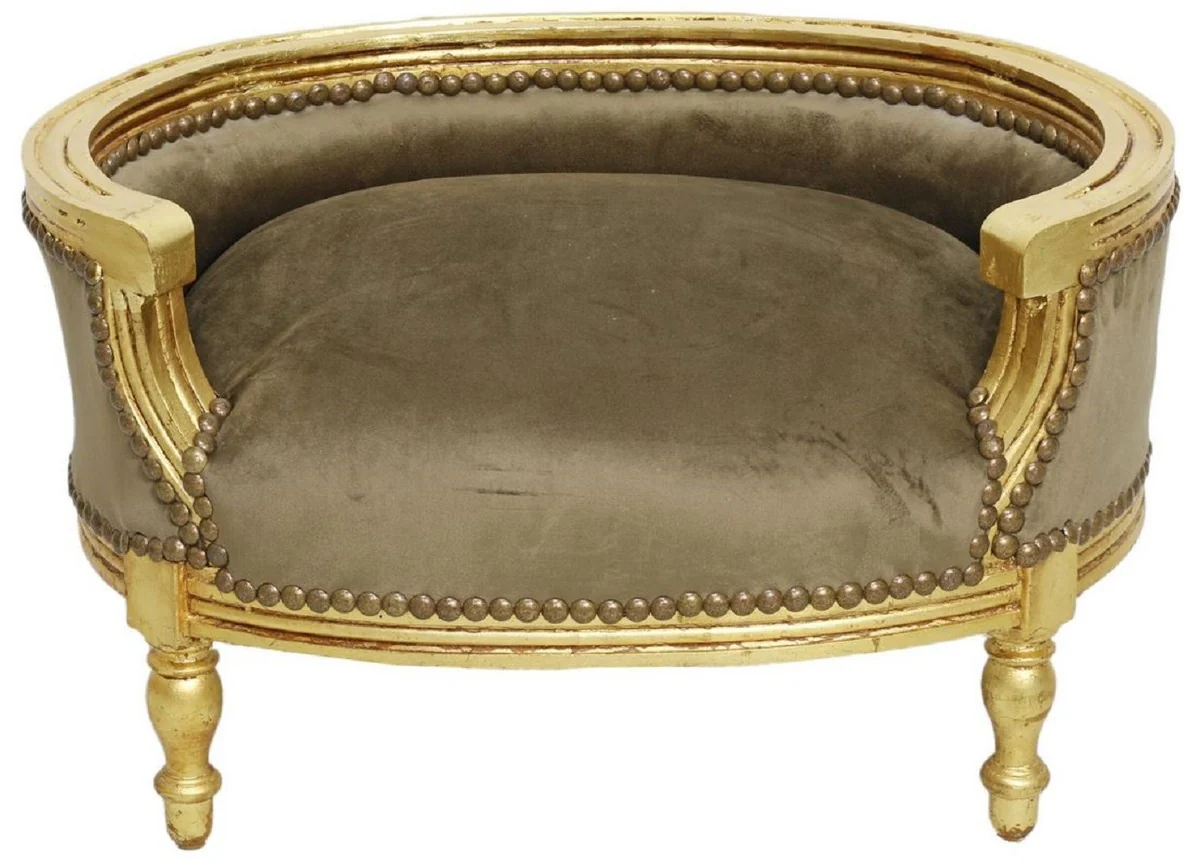 Baroque Dog Bed & Cat Bed Taupe / Antique Gold - Handmade Dog & Cat Sofa in Baroque Style - Baroque Dog & Cat Furniture - Baroque Animal Furniture