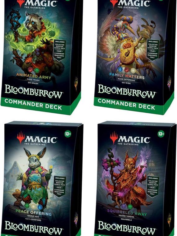 2025 Magic: The Gathering Bloomburrow Commander Deck Bundle – Includes All 4 Decks (Animated Army  Family Matters  Peace Offering  and Squirreled Away)