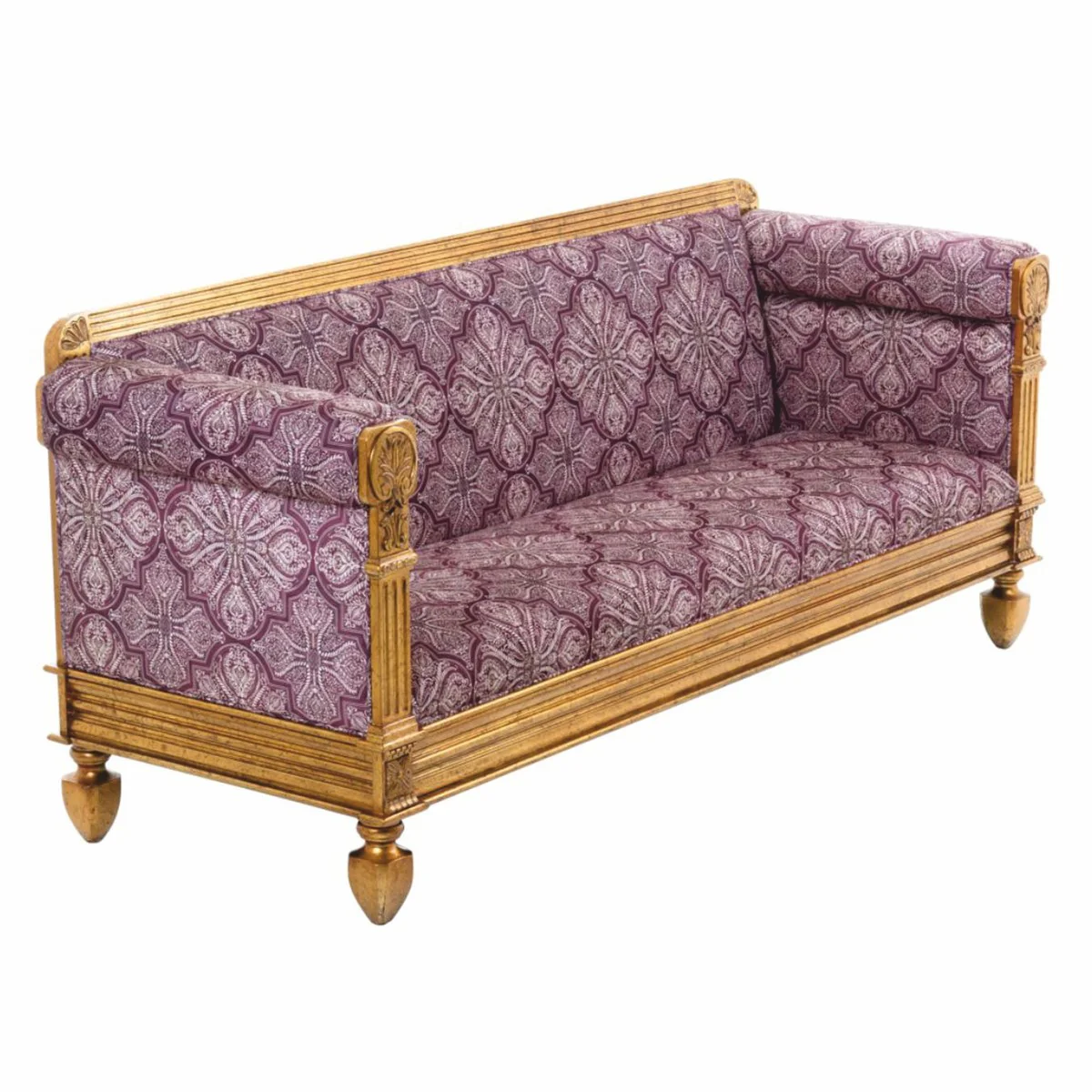 Luxury Baroque Sofa Purple / Antique Gold 231 cm - Baroque Living Room Furniture