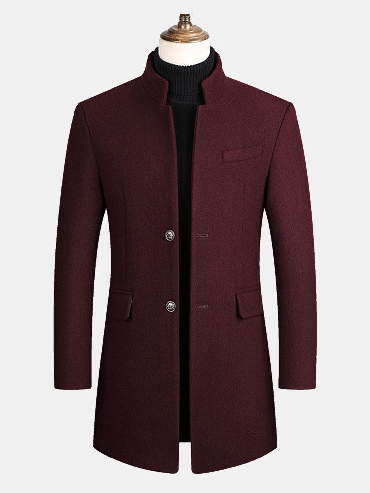 Stand Collar Woolen Overcoat