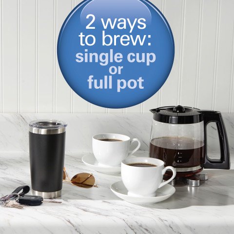 Hamilton Beach 2-Way Brewer 49980A, Single Serve Coffee Maker and Full 12 Cup Coffee Pot, Stainless Steel, Programmable