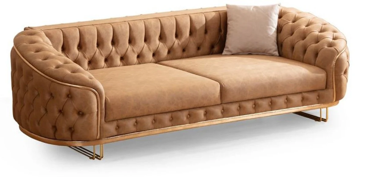 Luxury Chesterfield Living Room Set Vintage Brown / Brass - 2 Luxury Chesterfield Sofas & 2 Luxury Chesterfield Armchairs - Living Room Furniture - Luxury Furniture - Chesterfield Furniture