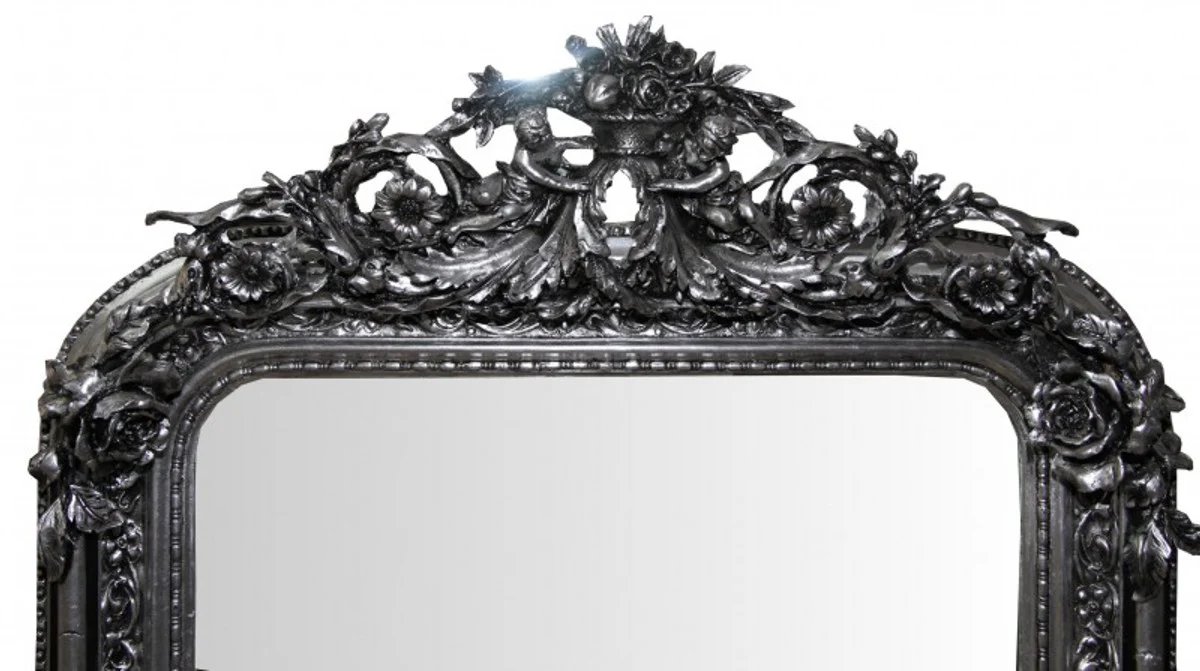 Baroque wall mirror silver antique look height 159 cm, width 89 cm - noble & magnificent