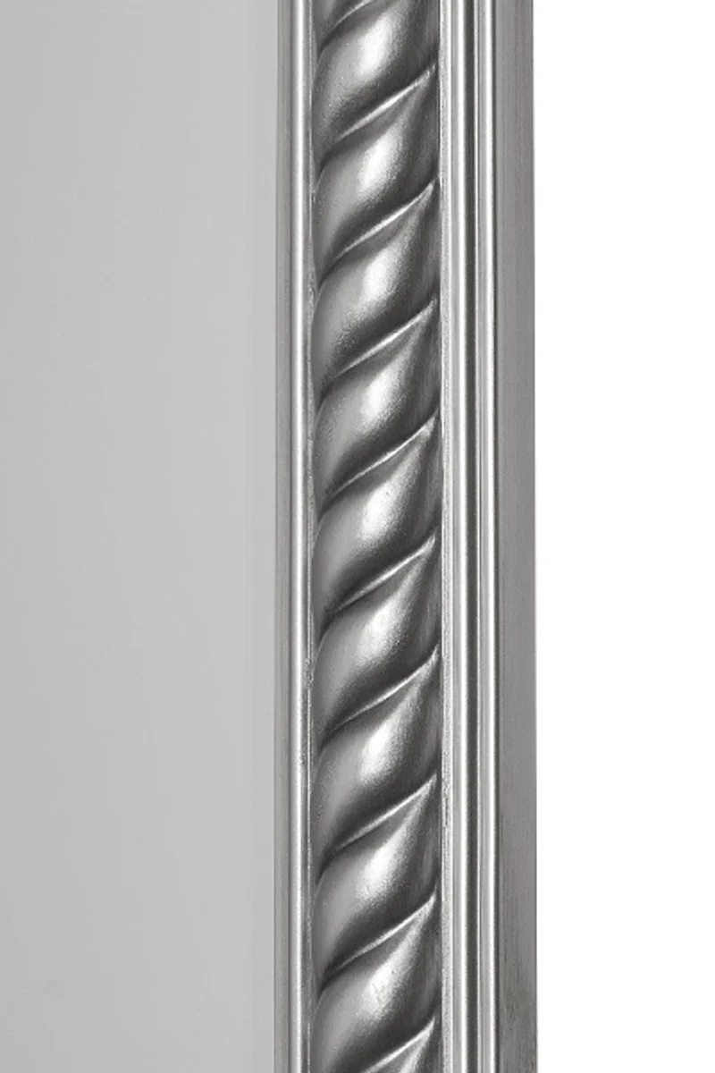 Baroque standing mirror silver with beautiful antique silver cord frame H. 180 cm - handmade