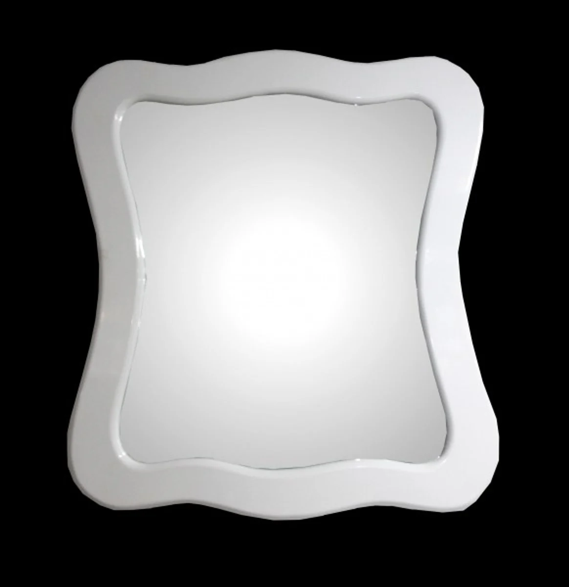 Baroque wall mirror white high gloss 95 x 89 cm - Baroque mirror