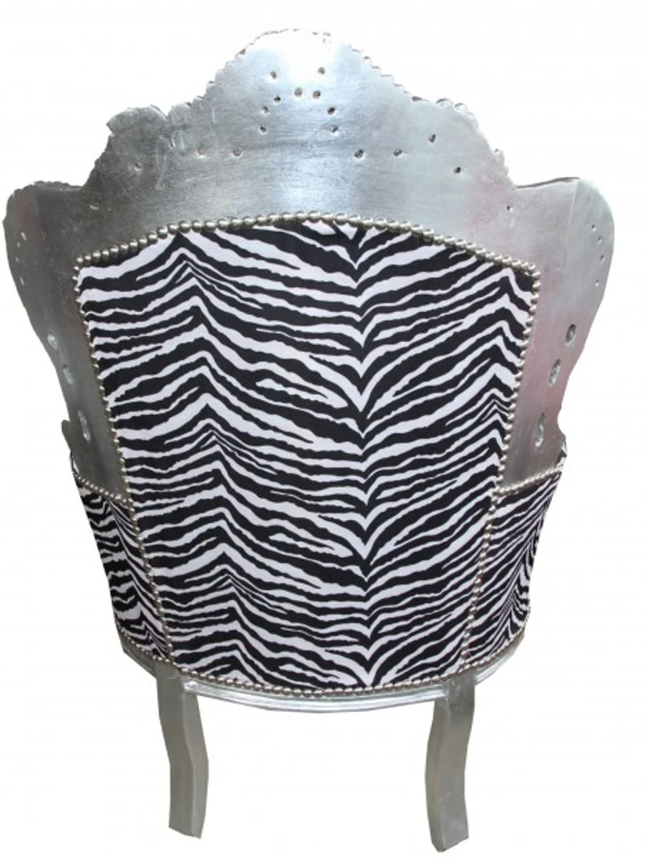 Baroque armchair King Zebra / Silver - antique style furniture
