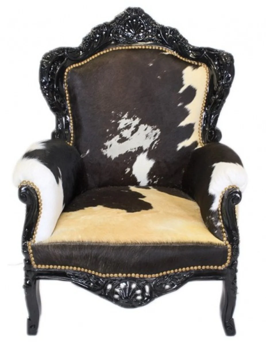 Armchair King Cowhide / Black Mod2 - Baroque Furniture