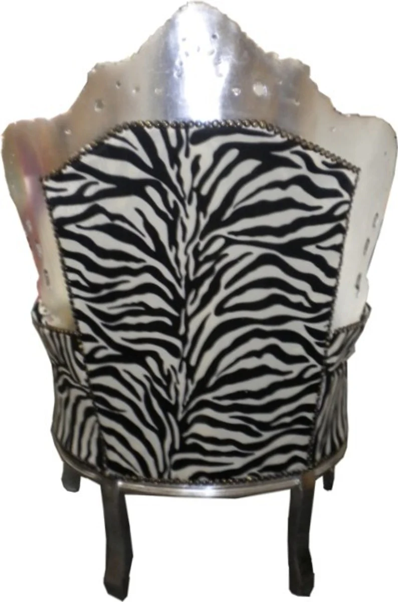 Baroque armchair King Zebra/Silver