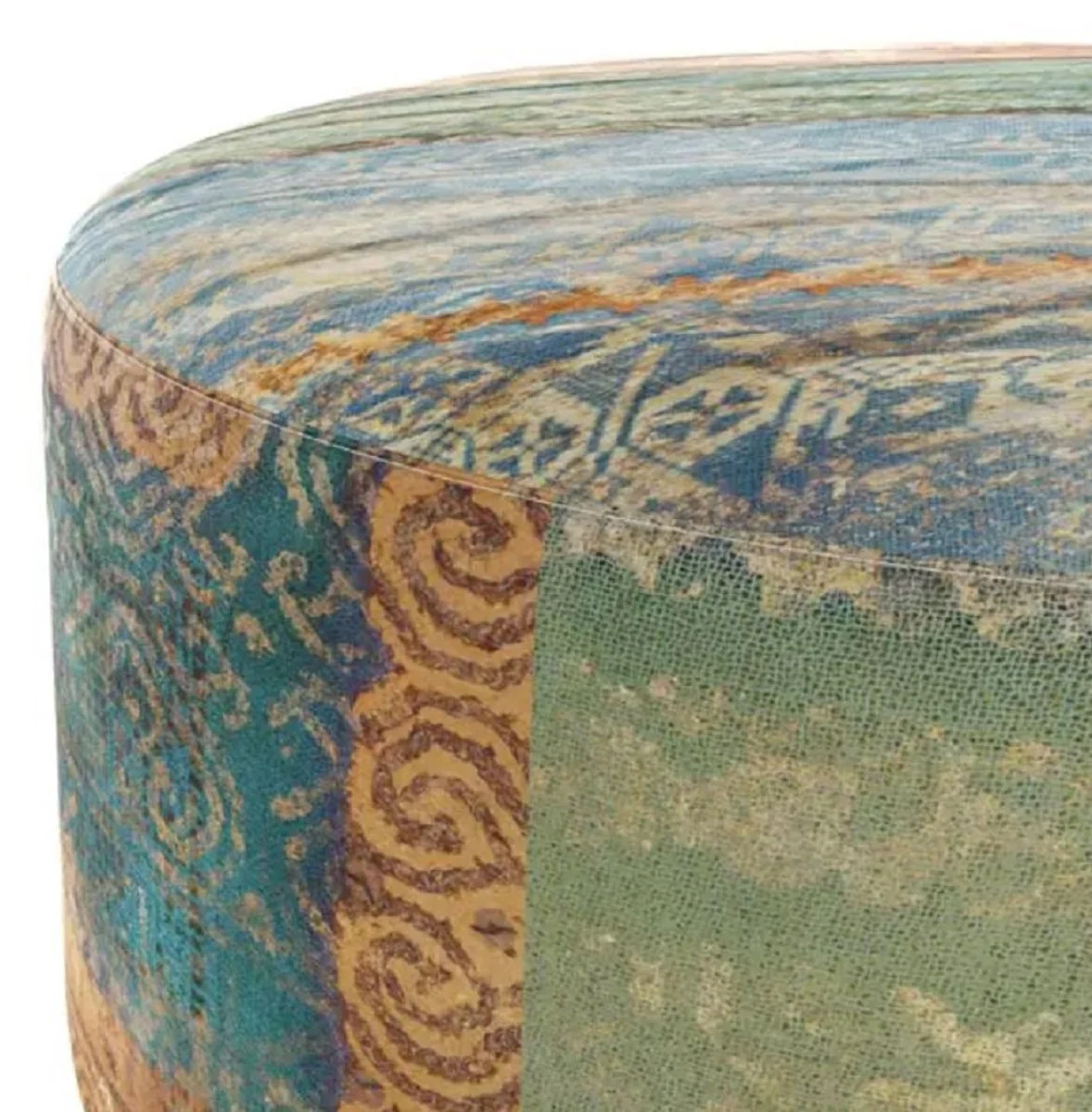 Luxury footstool multicolored Ø 75 x H. 30 cm - Round velvet stool - Living room furniture - Hotel furniture - Luxury furniture - Luxury furnishings