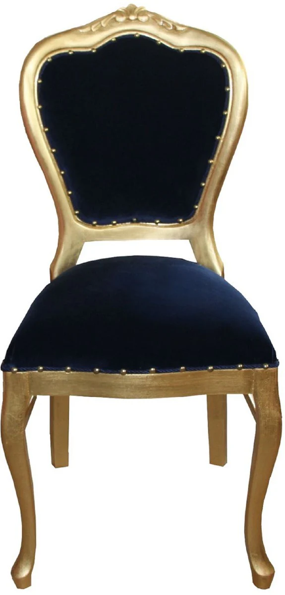 Luxury baroque dining room set royal blue / gold 45 x 46 x H. 99 cm - 4 handmade dining chairs - baroque dining room furniture