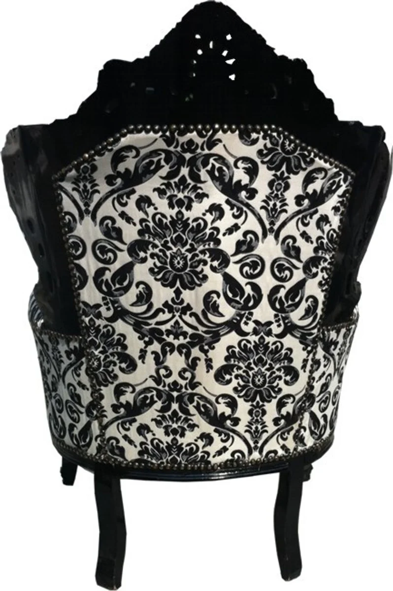 Baroque armchair King black / white 85 x 85 x H. 120 cm - armchair in antique style