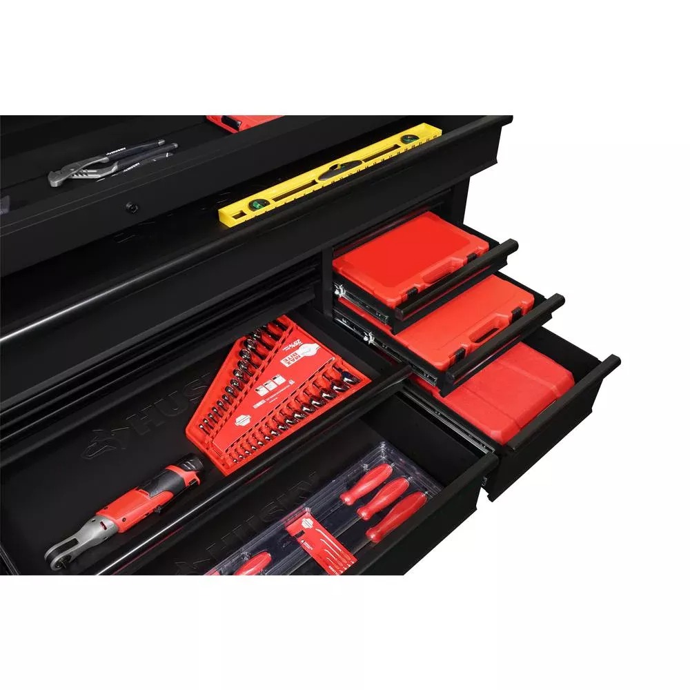 HEAVY-DUTY 72 IN W 18-DRAWER, DEEP TOOL CHEST MOBILE WORKBENCH IN MATTE BLACK MIT ADJUSTABLE HARDWOOD TOP