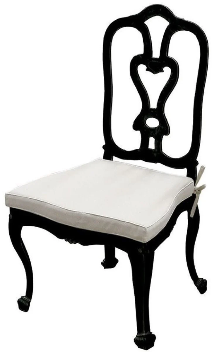 Luxury Art Nouveau garden chair set with seat cushion black / light gray 56 x 59 x H. 100 cm - Hand-forged dining room chairs - Dining room garden patio furniture
