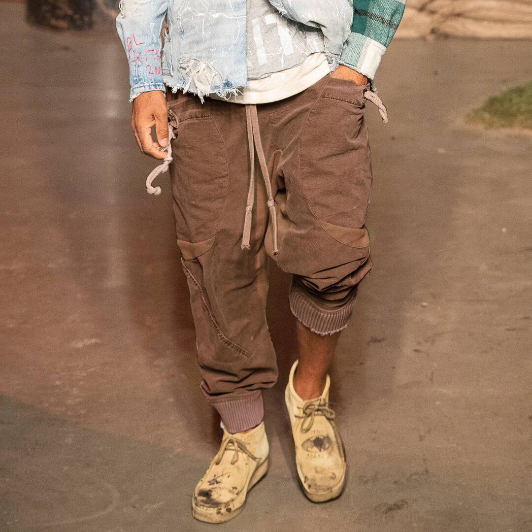 Mens Fashion Stitching Pull-out Casual Pants