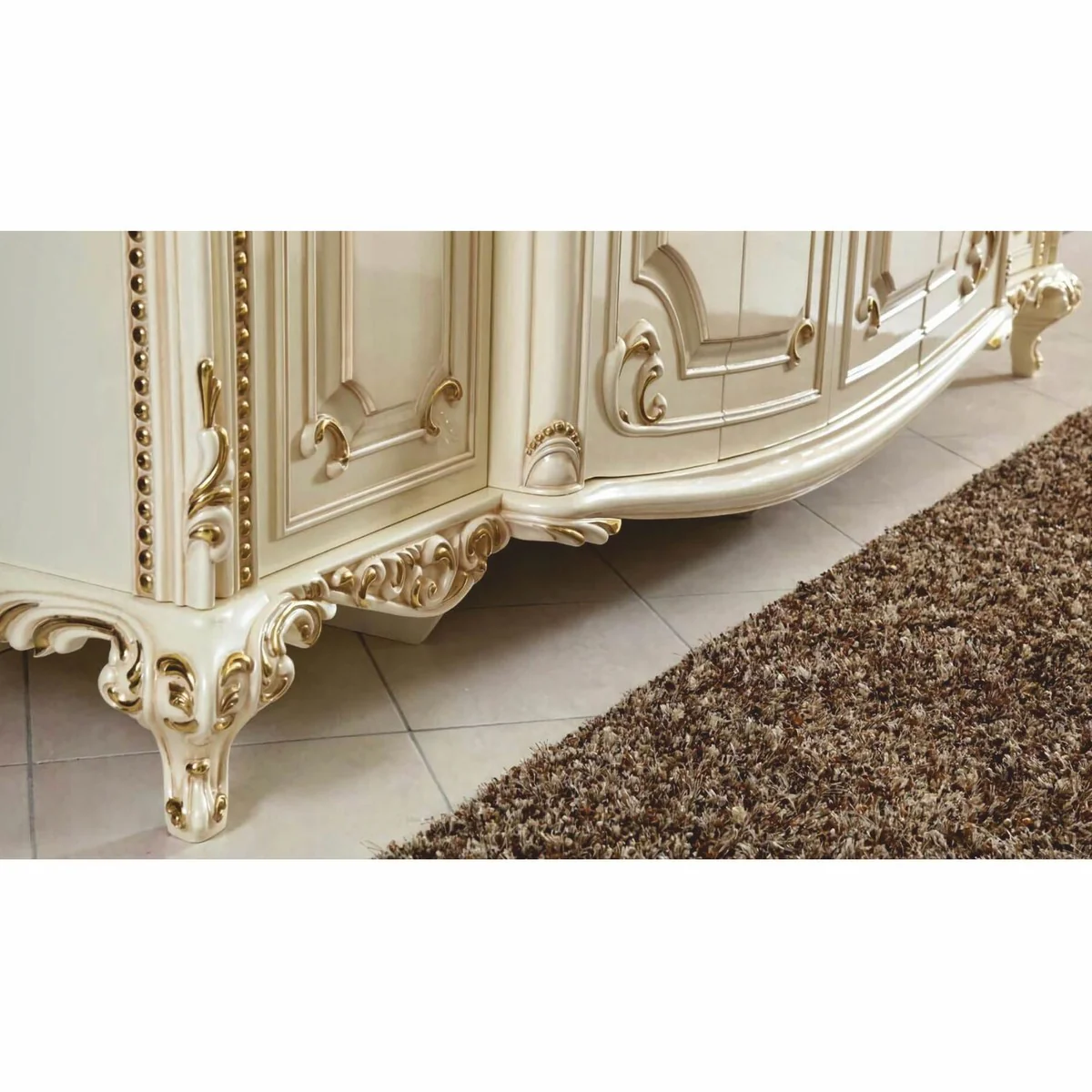Luxury Baroque Bedroom Cabinet Cream / Gold 290 cm - Baroque Bedroom Furniture