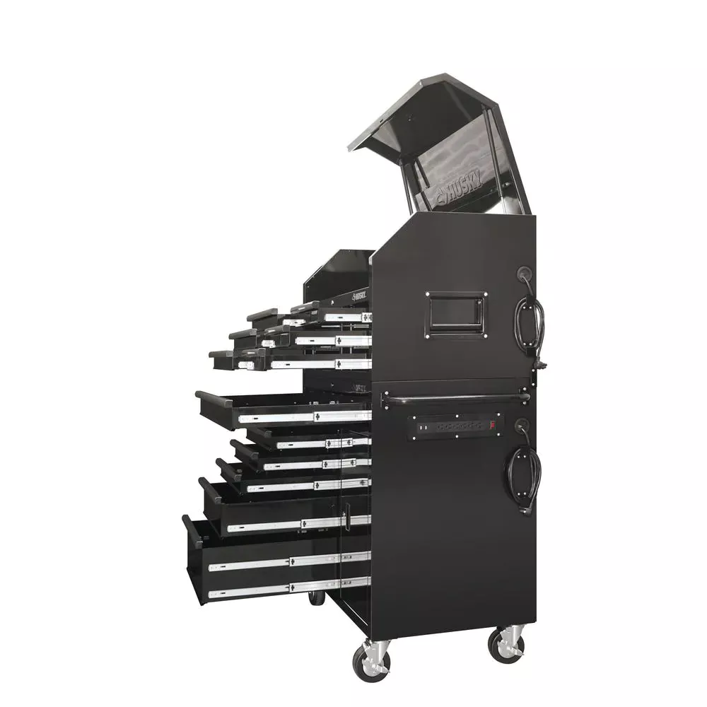 41 IN W 12-DRAWER TOOL CHEST UND CABINET COMBO MIT SIDE TABELLE IN GLOSS BLACK