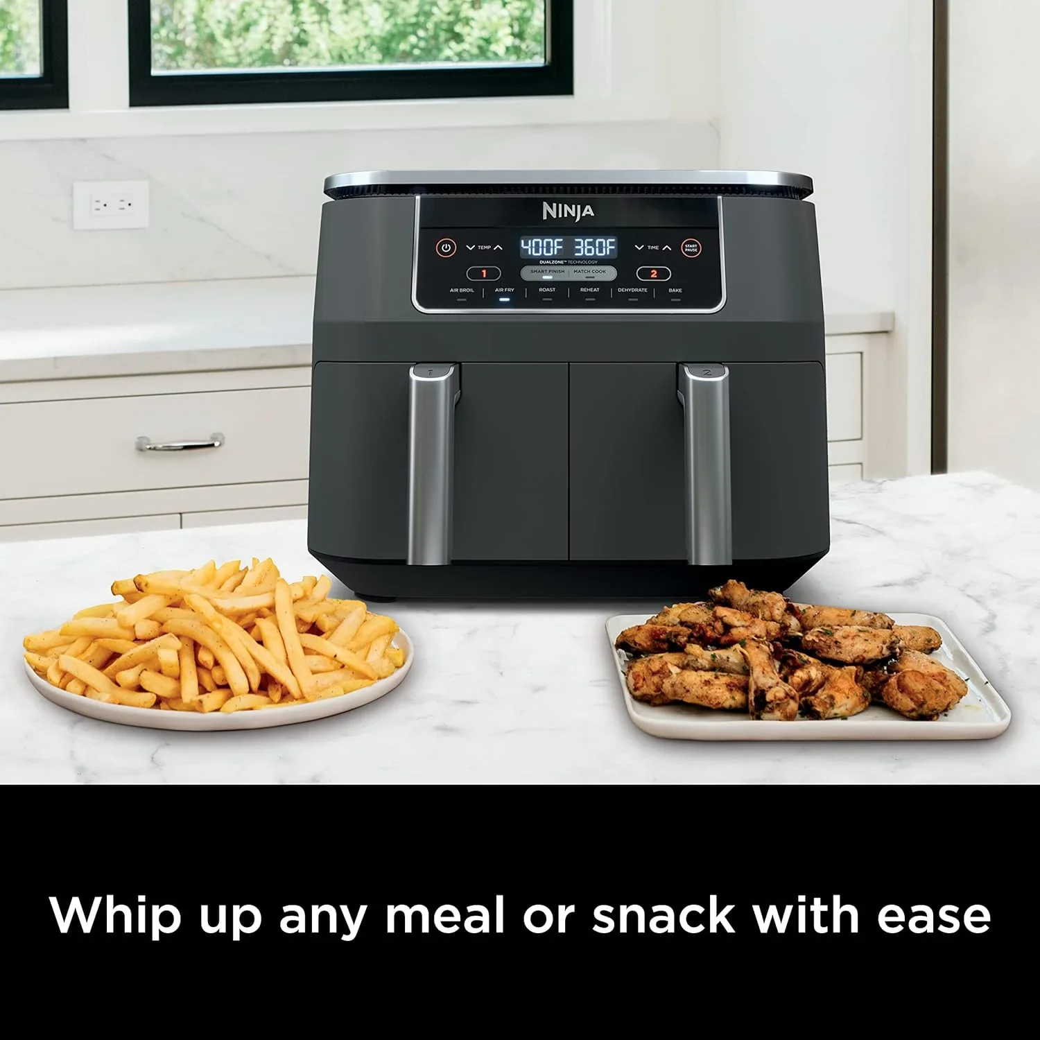 Ninja Foodi 6-in-1 FlexBasket Air Fryer with 7 QT MegaZone Basket Divider for Large Proteins