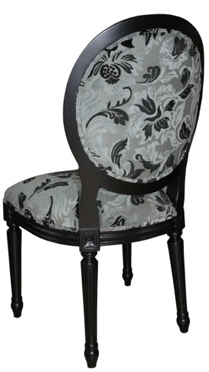 Baroque Dining Room Chair Mod2 Floral Pattern / Antique Black - Furniture